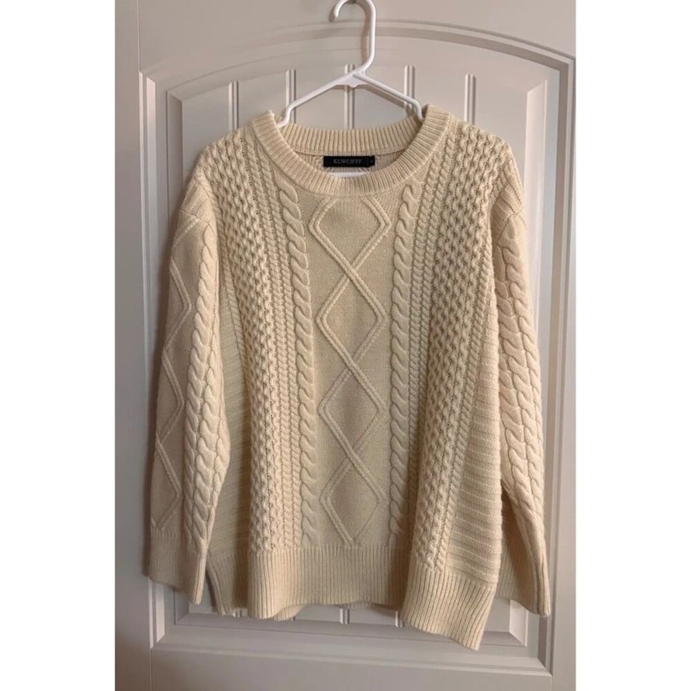 Cream Cable Knit Sweater - Size L